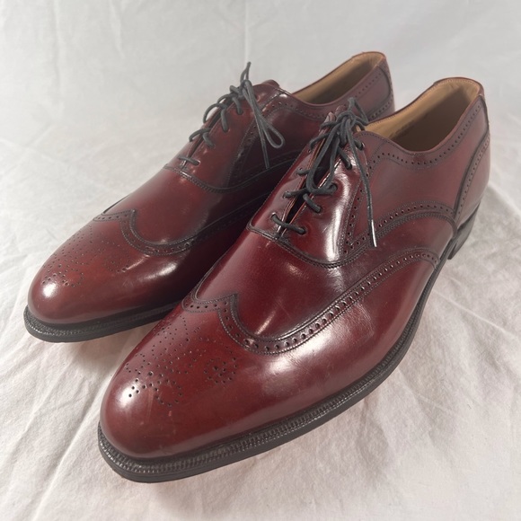 Vintage JOHNSTON MURPHY ARISTOCRAT Oxford Burgundy Leather Made in USA 91/2US - Picture 6 of 11